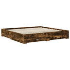 Bed Frame with Drawer Smoked Oak 200 x 200 cm Engineered Wood