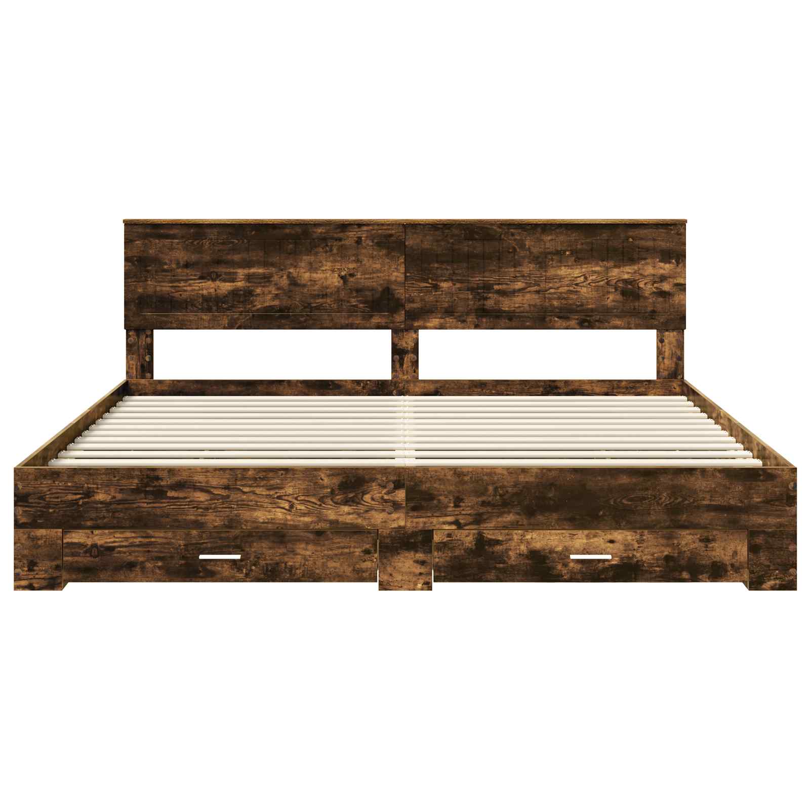 Bed Frame with Drawer Smoked Oak 200 x 200 cm Engineered Wood
