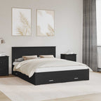 Bed Frame with Headboard Black 160 x 200 cm Engineered Wood