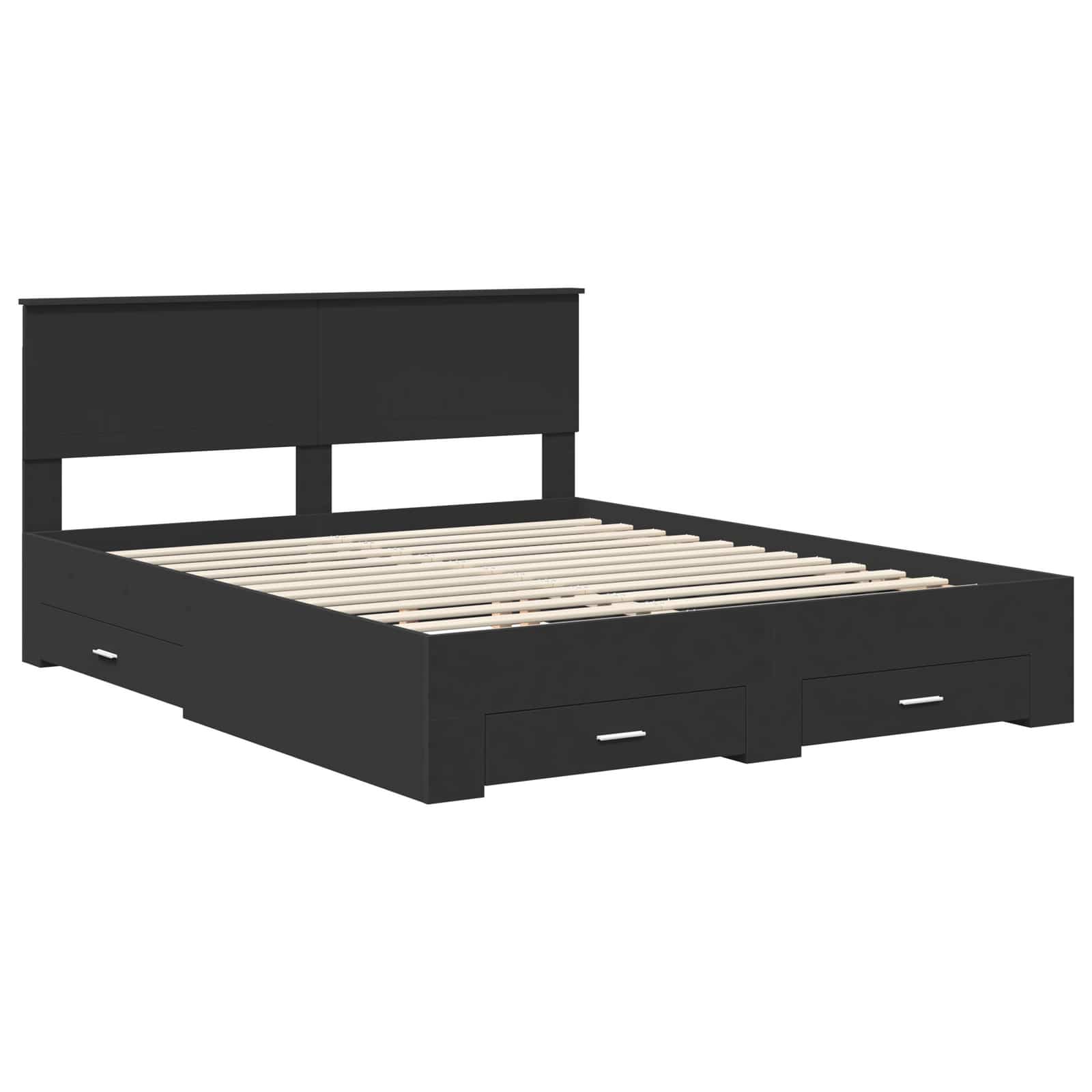 Bed Frame with Headboard Black 160 x 200 cm Engineered Wood