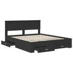 Bed Frame with Headboard Black 160 x 200 cm Engineered Wood