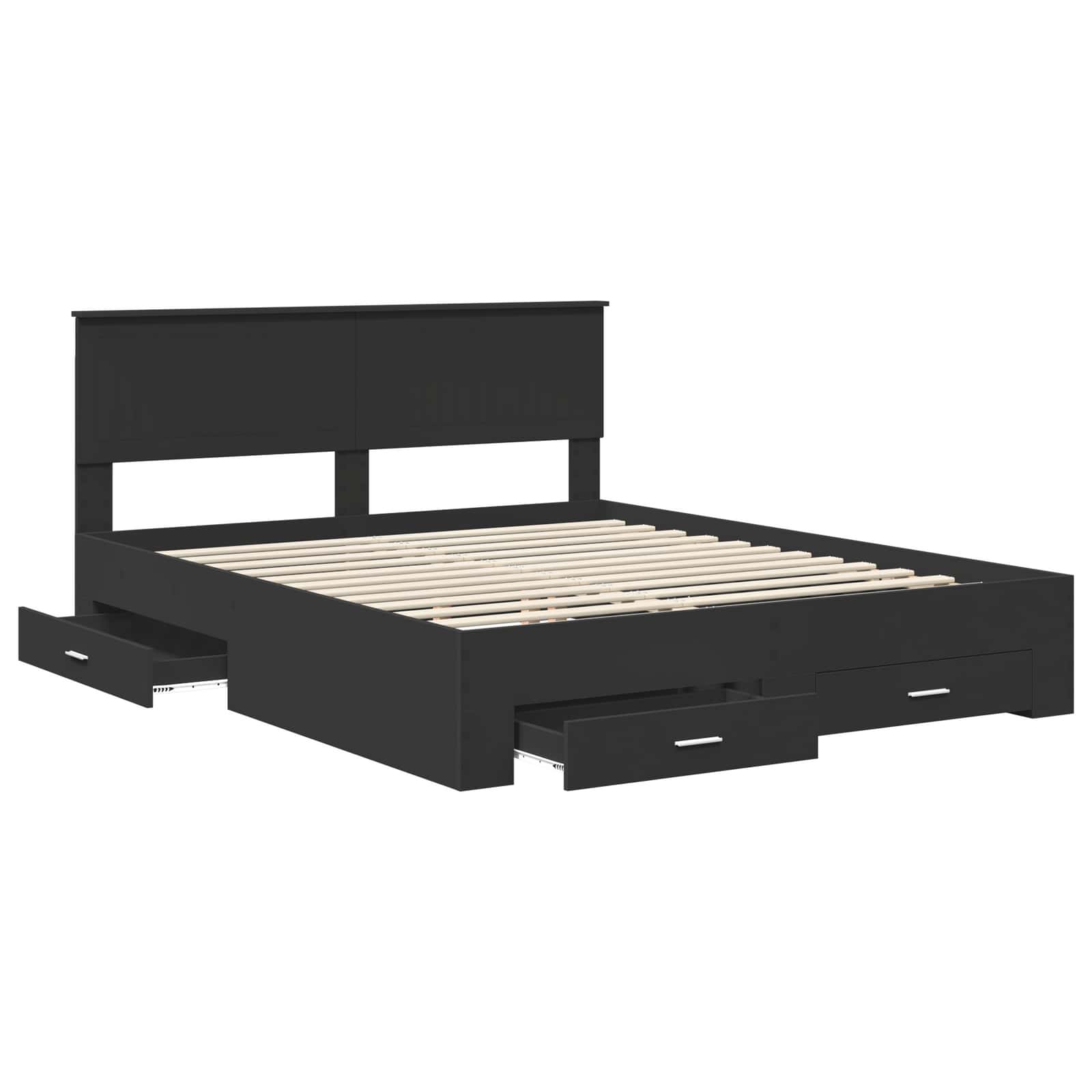 Bed Frame with Headboard Black 160 x 200 cm Engineered Wood