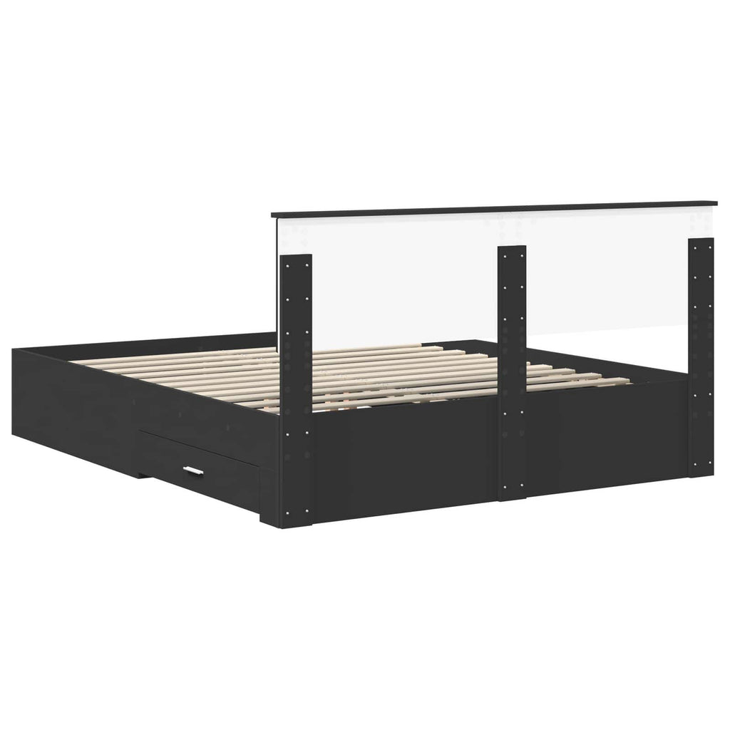 Bed Frame with Headboard Black 160 x 200 cm Engineered Wood