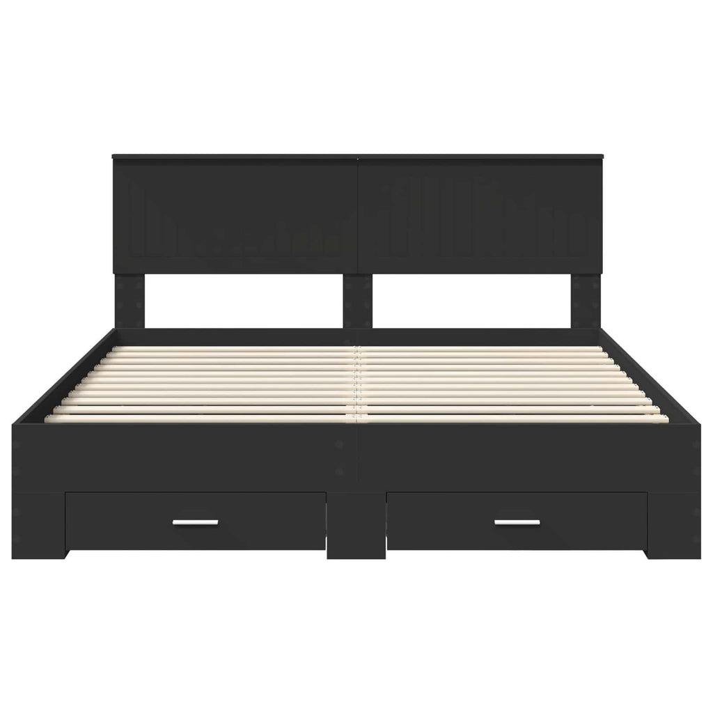 Bed Frame with Headboard Black 160 x 200 cm Engineered Wood