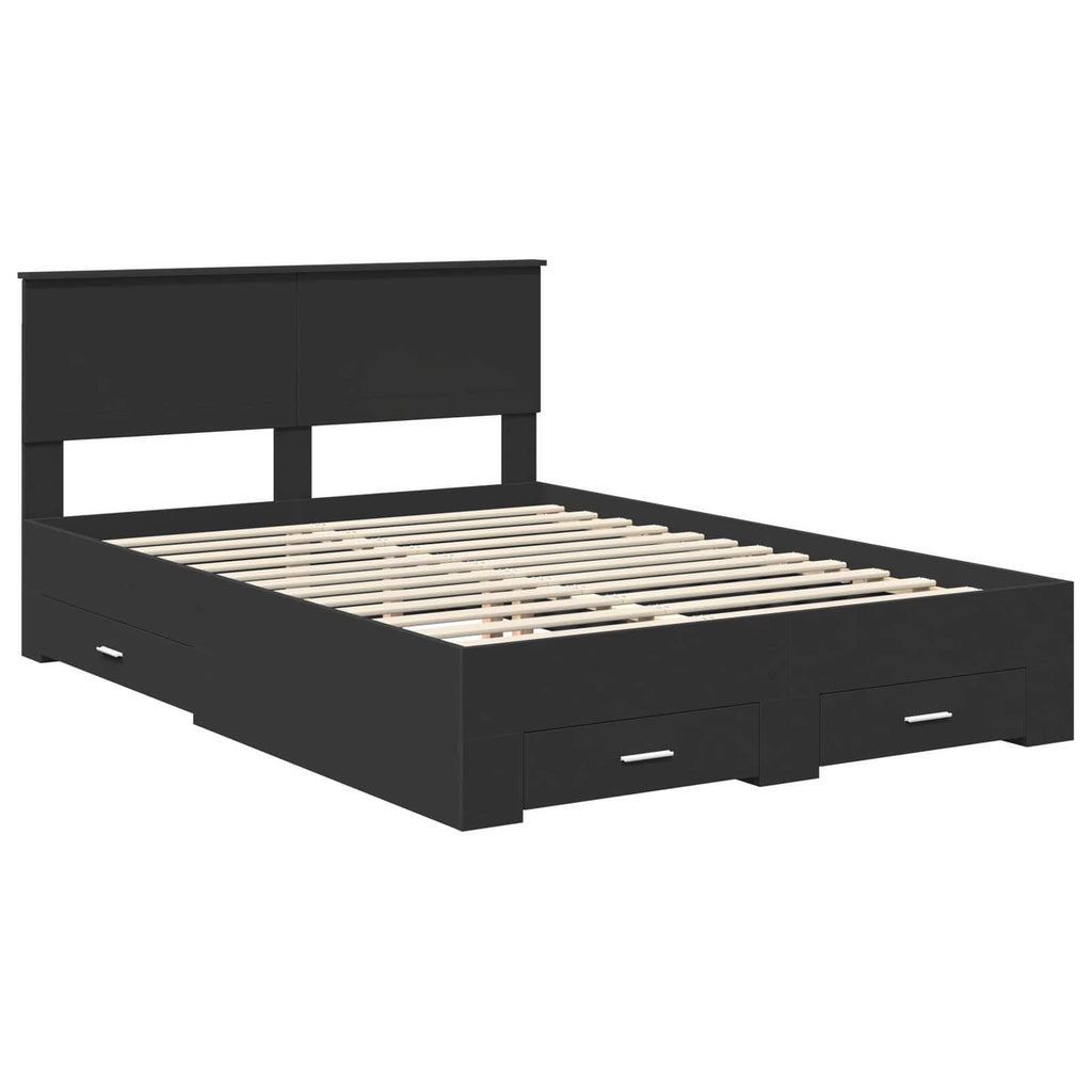 Bed Frame with Headboard Black 140 x 200 cm Engineered Wood
