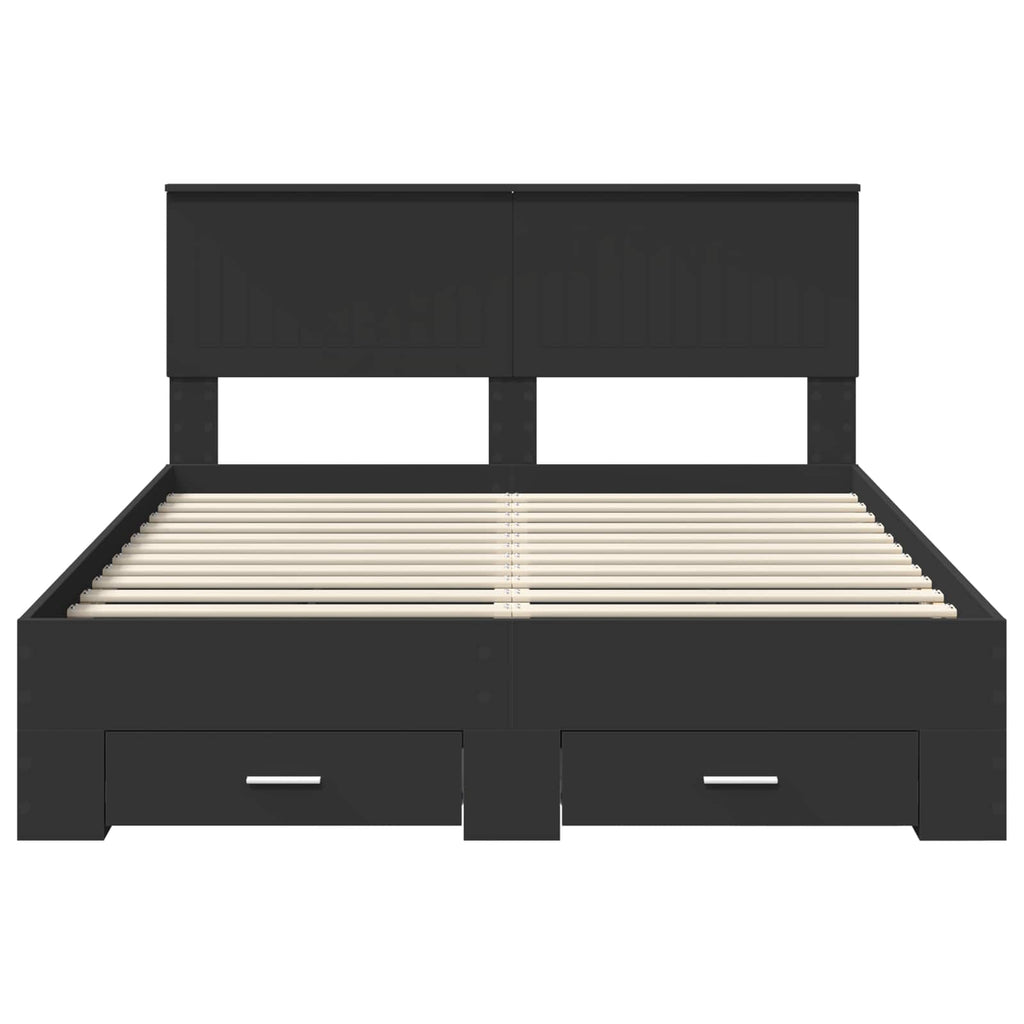Bed Frame with Headboard Black 140 x 200 cm Engineered Wood