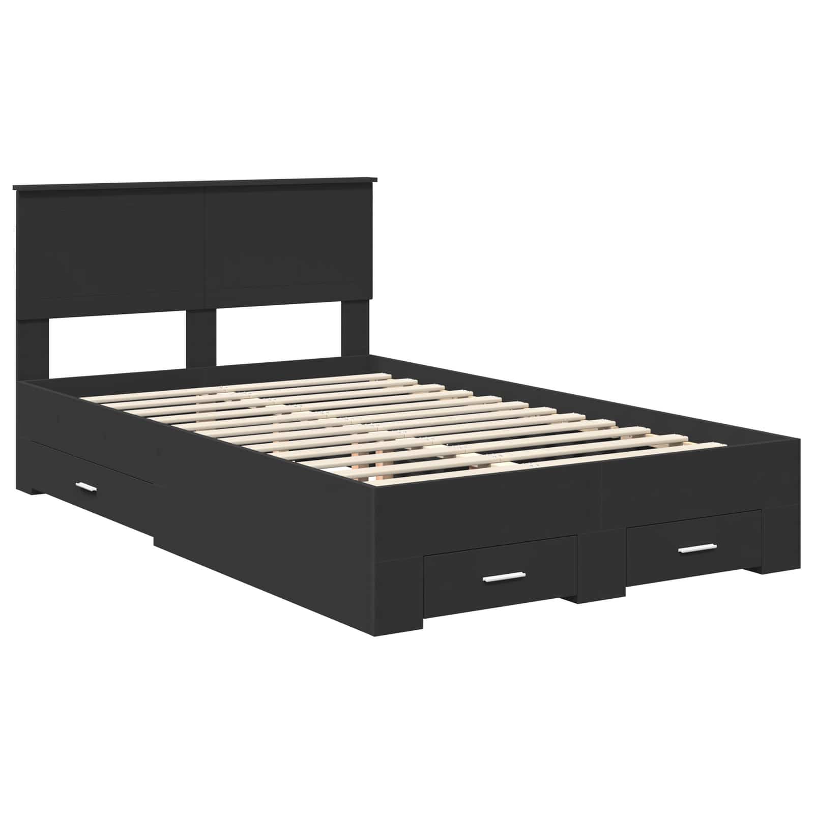 Bed Frame with Headboard Black 120 x 200 cm Engineered Wood