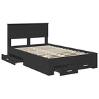 Bed Frame with Headboard Black 120 x 200 cm Engineered Wood