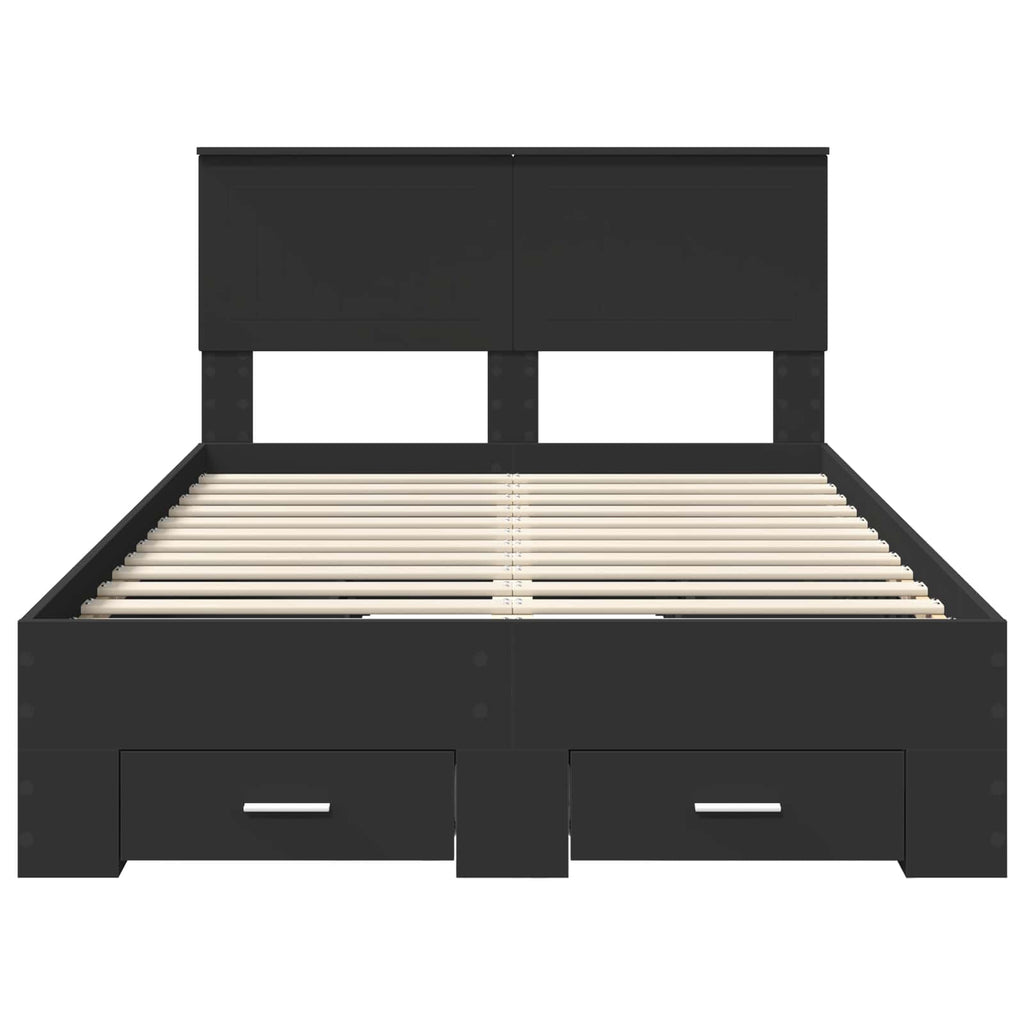 Bed Frame with Headboard Black 120 x 200 cm Engineered Wood