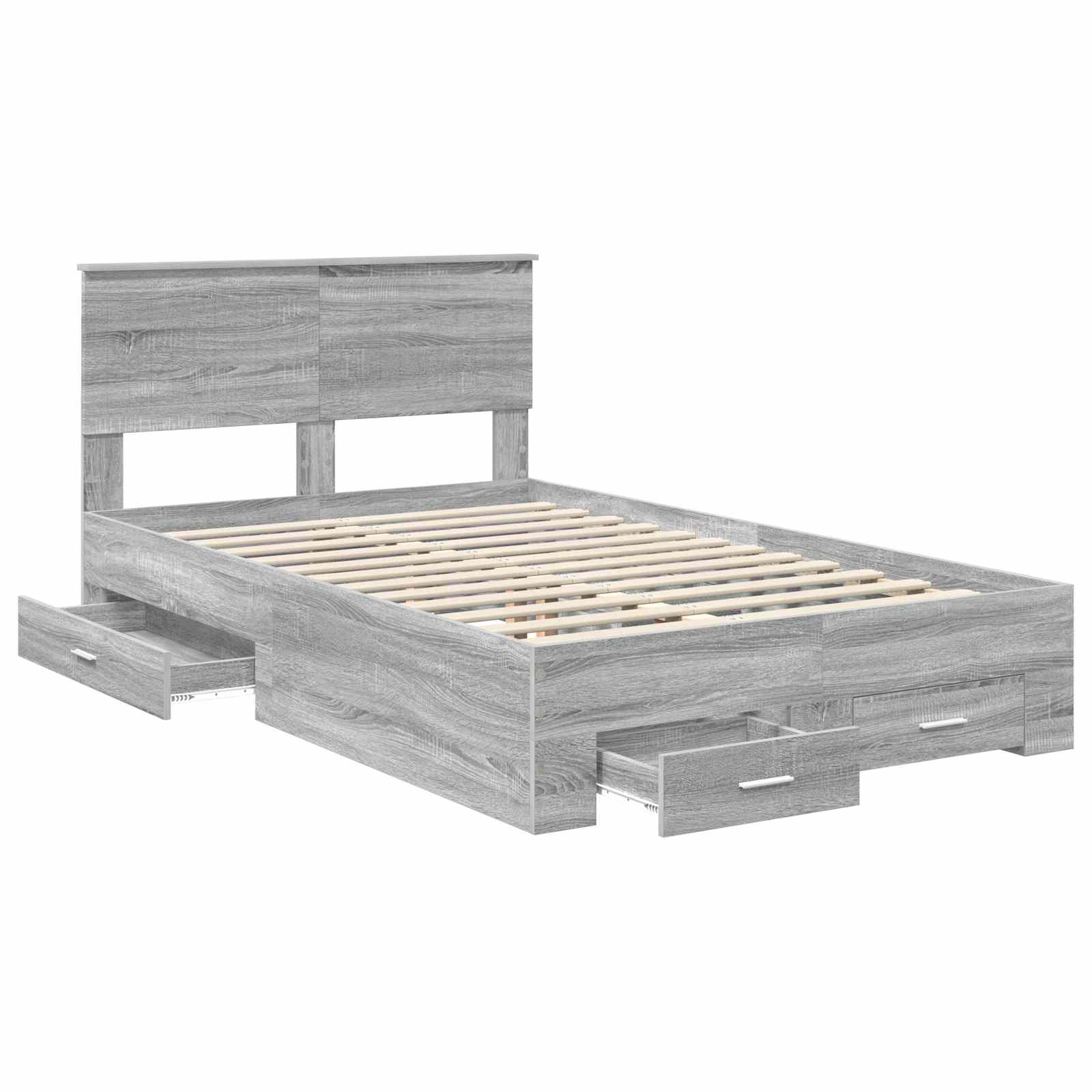 Bed Frame with Drawer Grey Sonoma 120 x 200 cm Engineered Wood