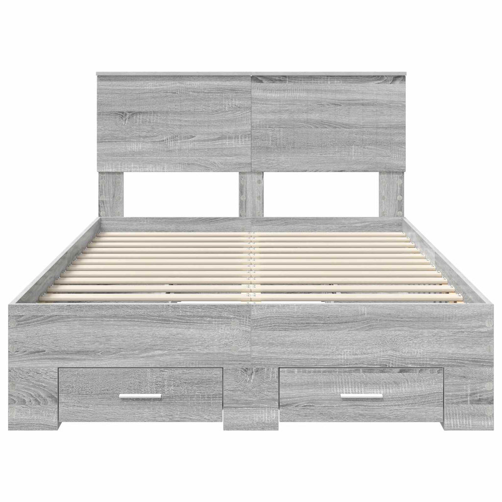 Bed Frame with Drawer Grey Sonoma 120 x 200 cm Engineered Wood