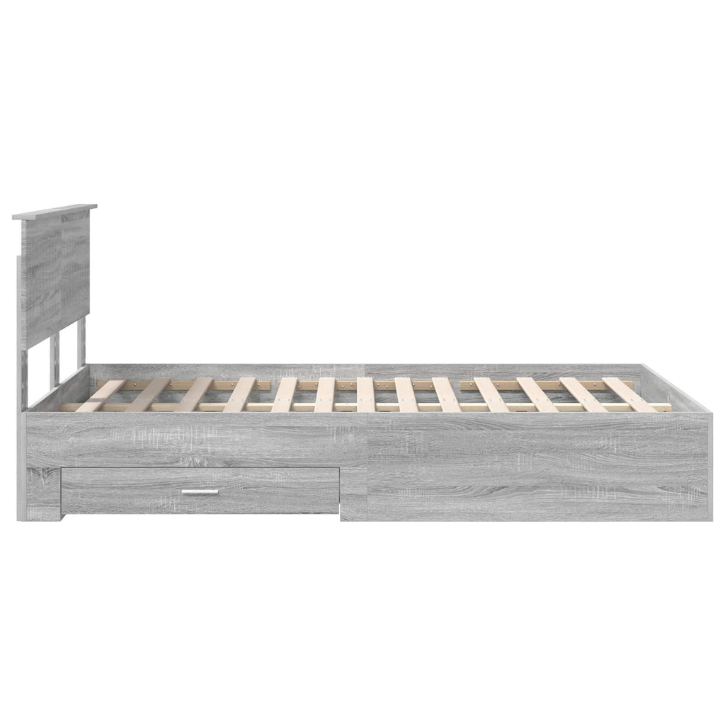 Bed Frame with Drawer Grey Sonoma 120 x 200 cm Engineered Wood