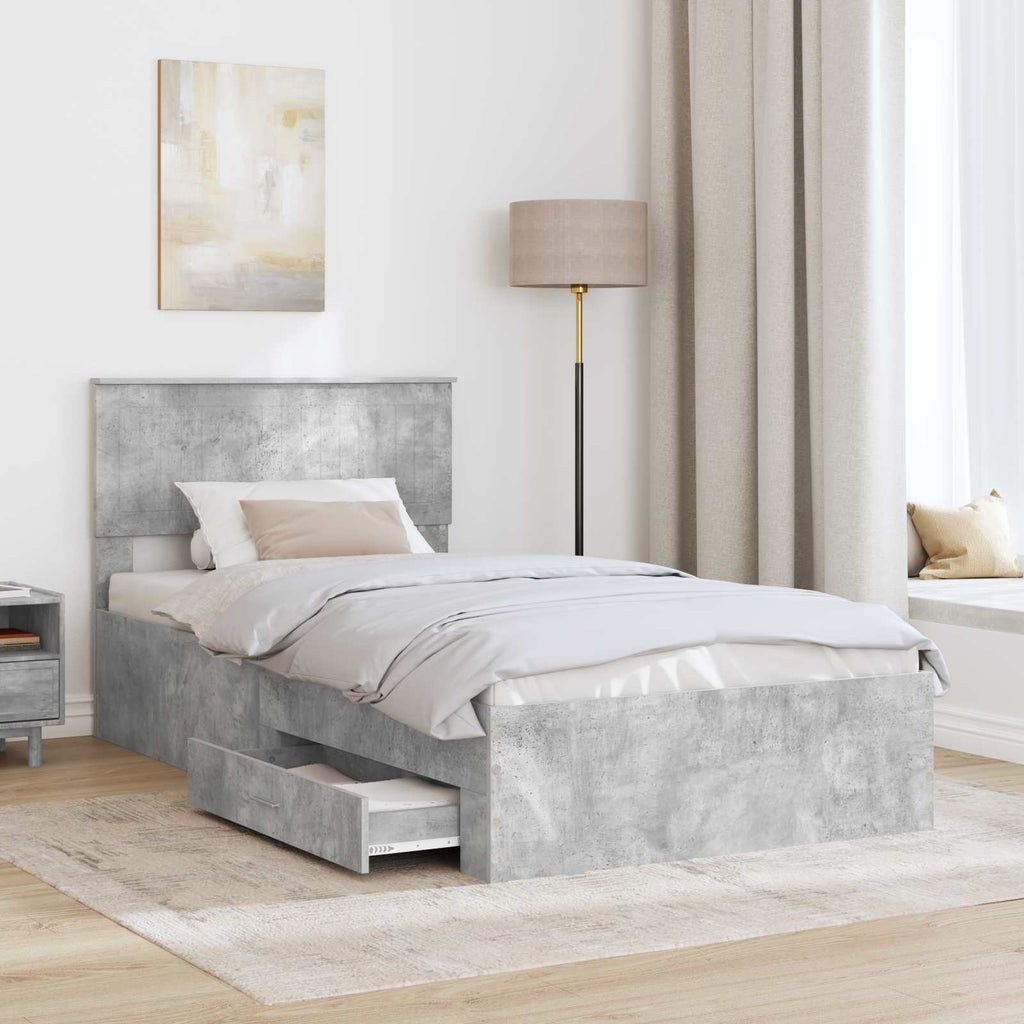Bed Frame Concrete Grey 100 x 200 cm Engineered Wood