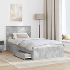 Bed Frame Concrete Grey 100 x 200 cm Engineered Wood