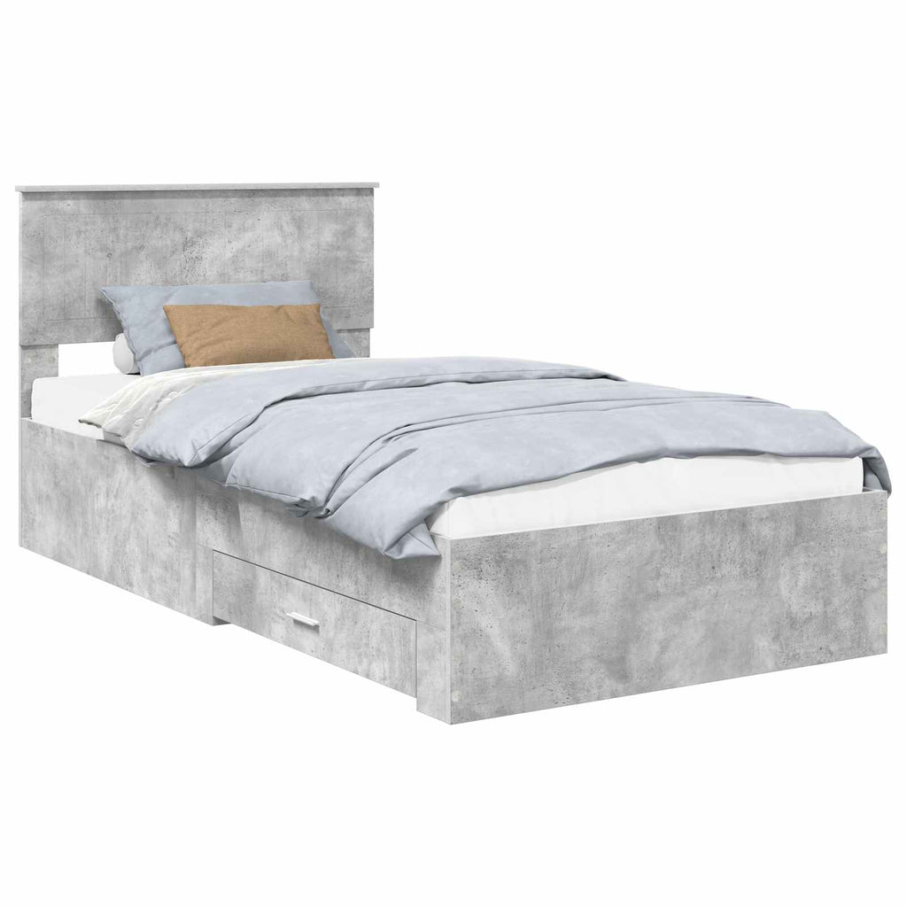 Bed Frame Concrete Grey 100 x 200 cm Engineered Wood