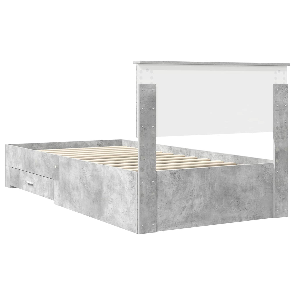 Bed Frame Concrete Grey 100 x 200 cm Engineered Wood