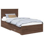 Bed Frame Brown Oak and Silver 100 x 200 cm Engineered Wood