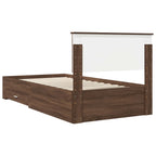 Bed Frame Brown Oak and Silver 100 x 200 cm Engineered Wood
