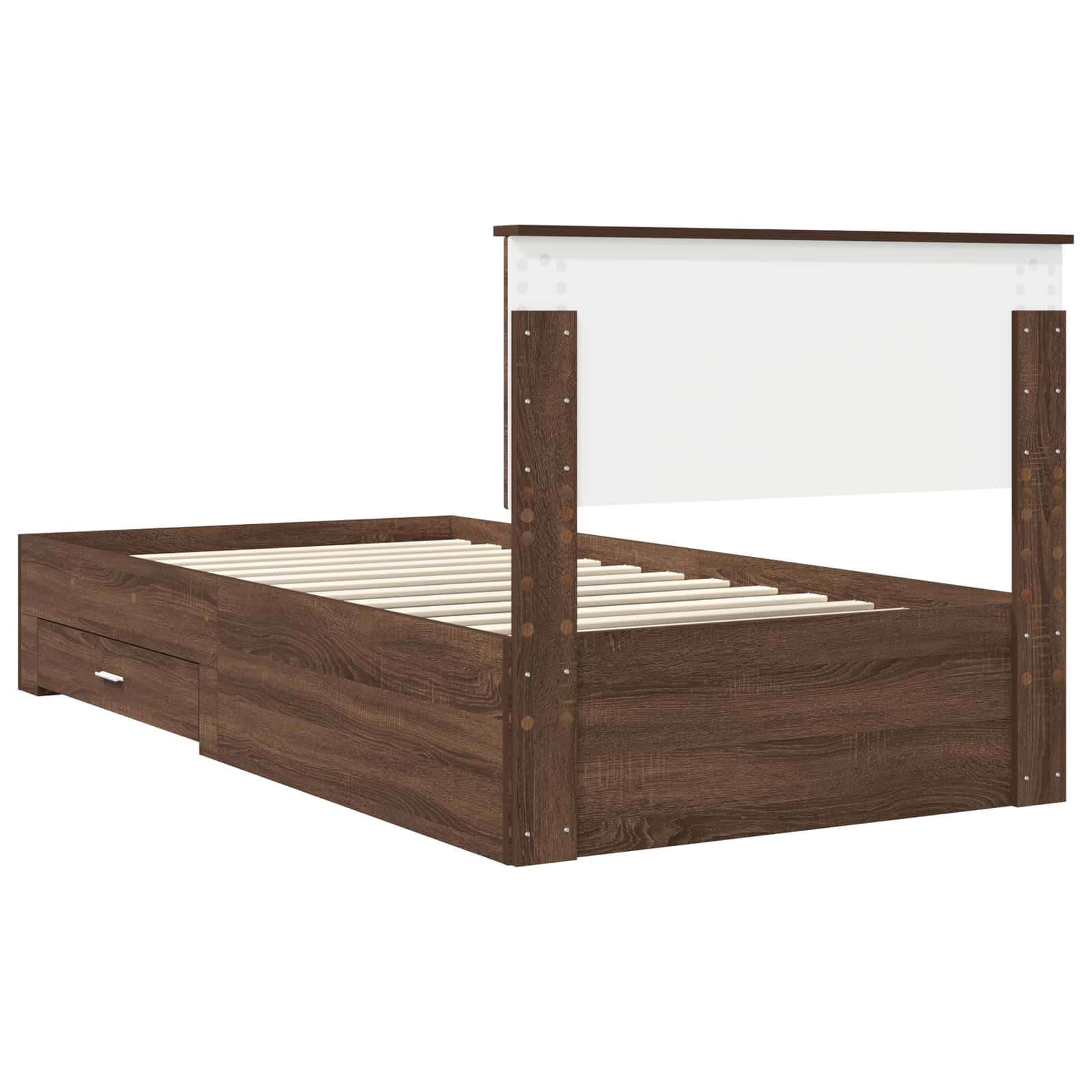 Bed Frame Brown Oak and Silver 100 x 200 cm Engineered Wood