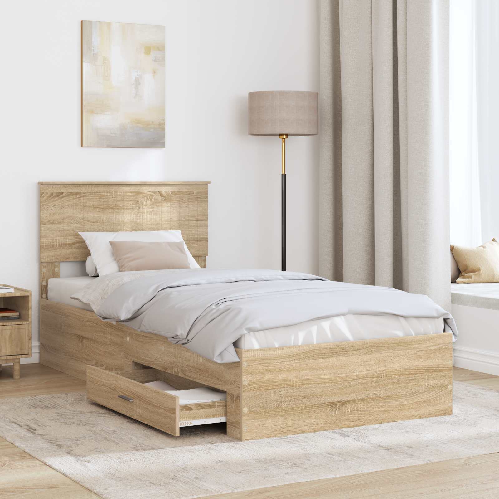 Bed Frame with Headboard Sonoma Oak 90 x 200 cm Engineered Wood