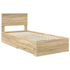 Bed Frame with Headboard Sonoma Oak 90 x 200 cm Engineered Wood