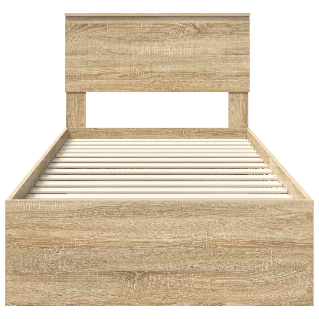 Bed Frame with Headboard Sonoma Oak 90 x 200 cm Engineered Wood