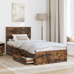 Bed Frame with Headboard Smoked Oak 90 x 200 cm Engineered Wood