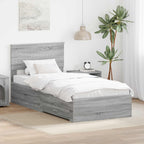 Bed Frame with Drawer Grey Sonoma 90 x 200 cm Engineered Wood