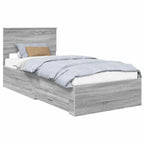 Bed Frame with Drawer Grey Sonoma 90 x 200 cm Engineered Wood