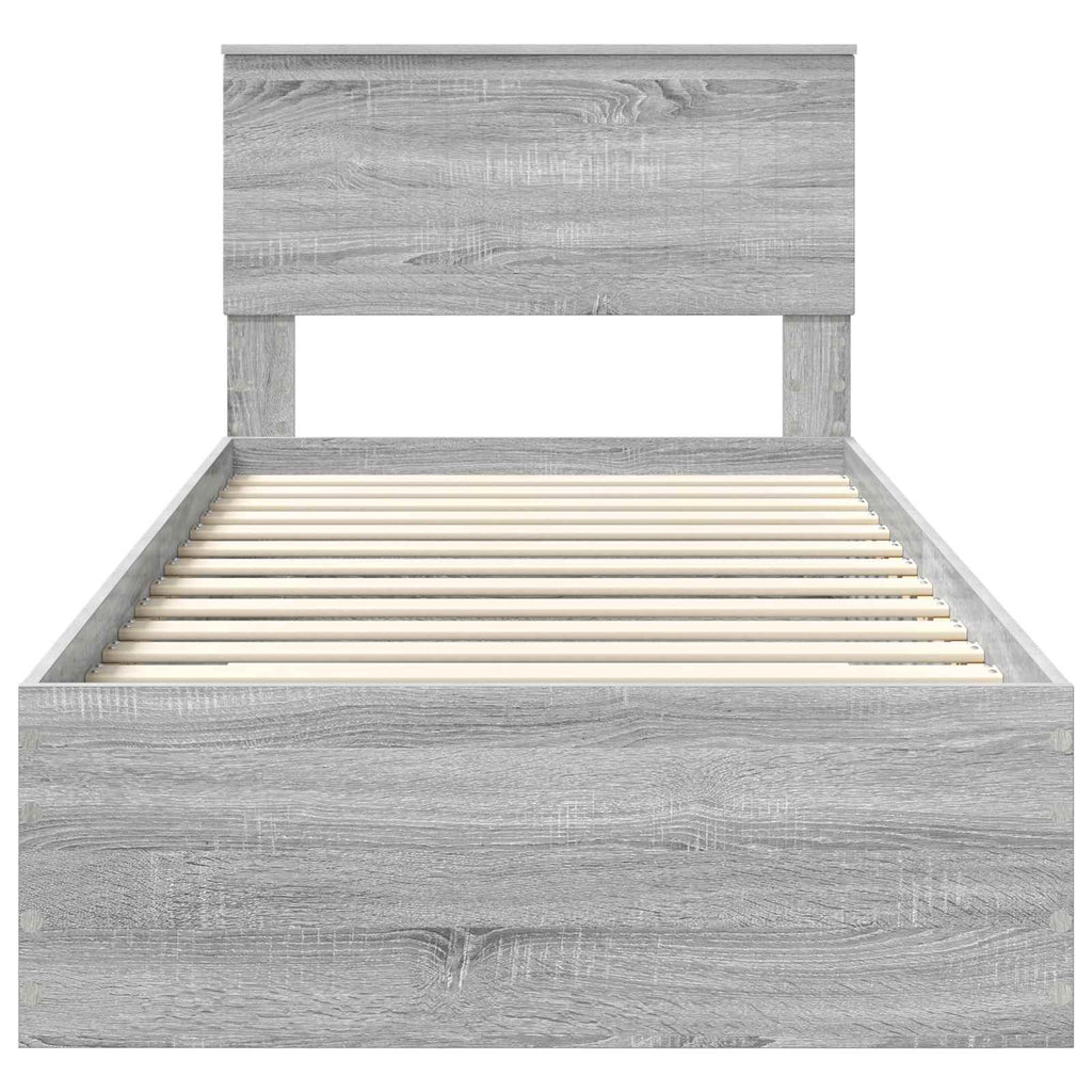 Bed Frame with Drawer Grey Sonoma 90 x 200 cm Engineered Wood