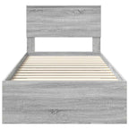 Bed Frame with Drawer Grey Sonoma 90 x 200 cm Engineered Wood