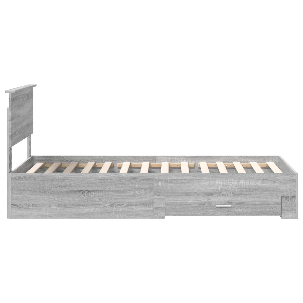 Bed Frame with Drawer Grey Sonoma 90 x 200 cm Engineered Wood