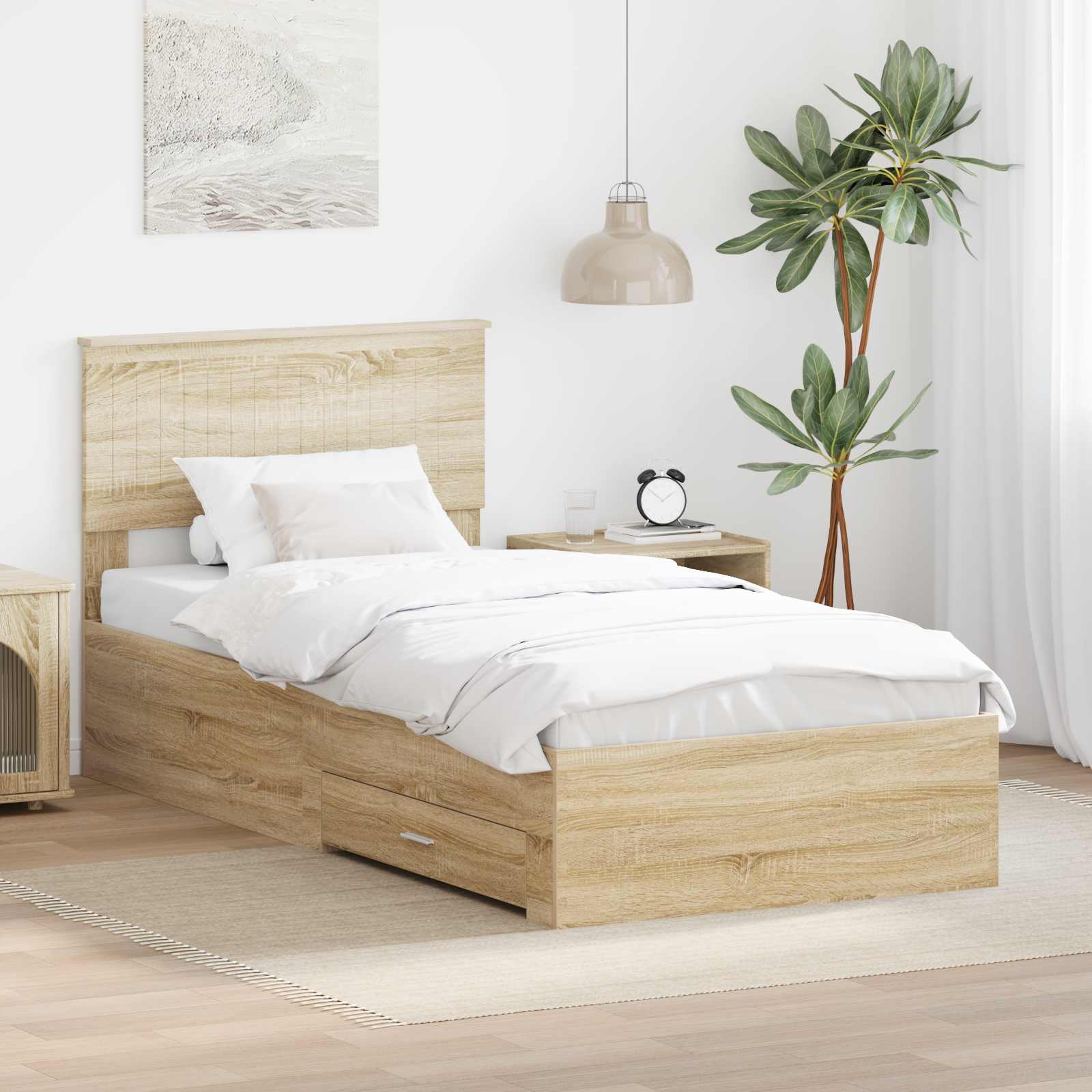 Bed Frame with Headboard Sonoma Oak 90 x 190 cm Engineered Wood