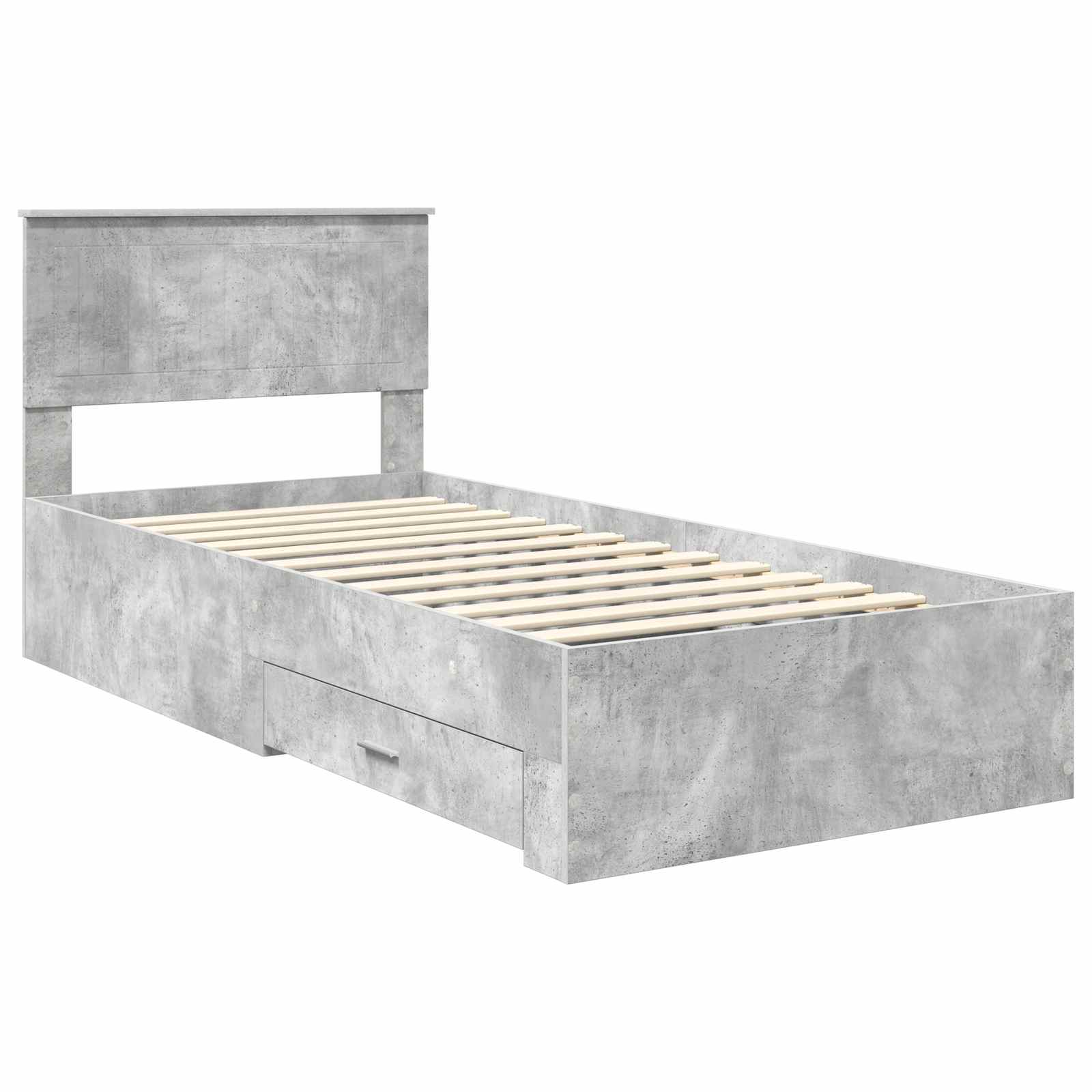 Bed Frame with Drawer Concrete Grey 90 x 190 cm Engineered Wood