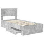 Bed Frame with Drawer Concrete Grey 90 x 190 cm Engineered Wood