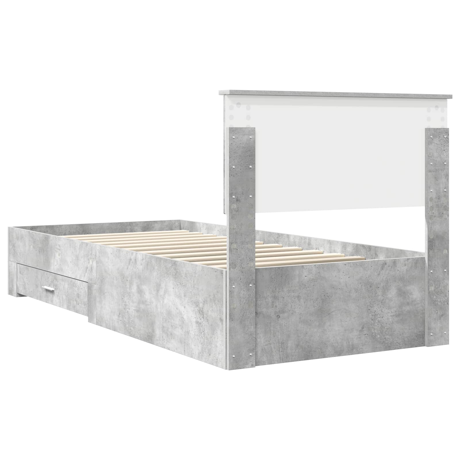 Bed Frame with Drawer Concrete Grey 90 x 190 cm Engineered Wood