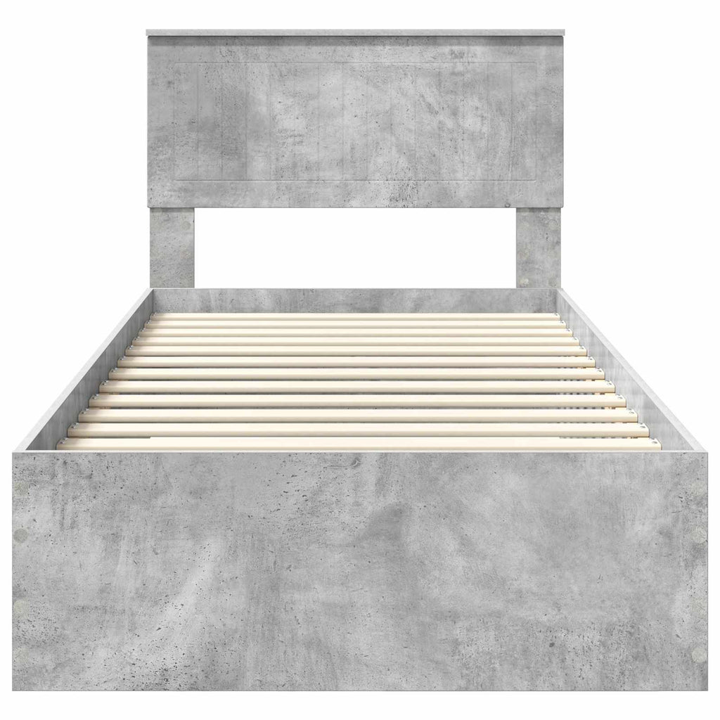 Bed Frame with Drawer Concrete Grey 90 x 190 cm Engineered Wood