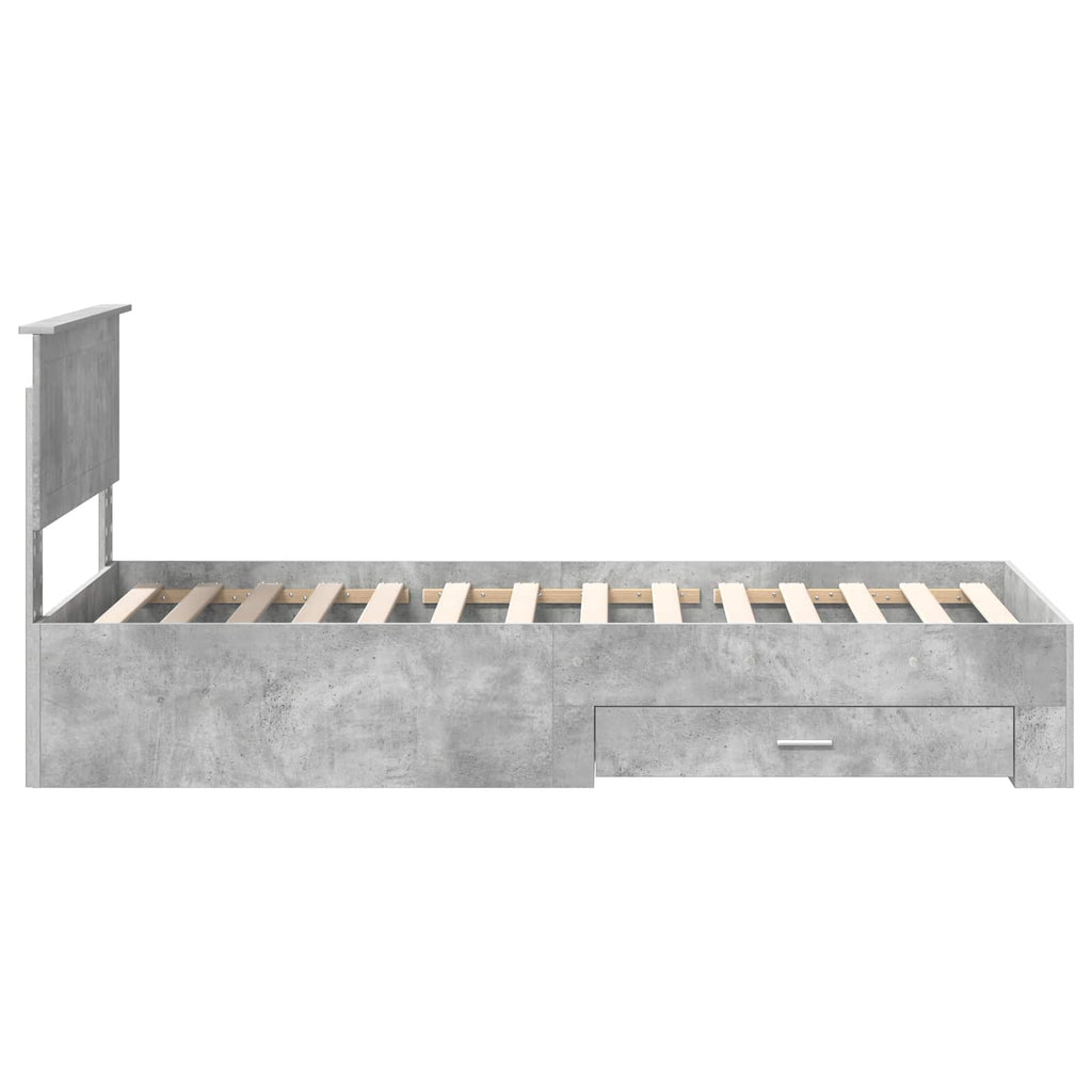 Bed Frame with Drawer Concrete Grey 90 x 190 cm Engineered Wood