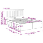 Bed Frame Smoked Oak 140 x 200 cm Solid Pine Wood