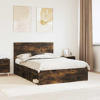 Bed Frame Smoked Oak 140 x 190 cm Solid Pine Wood