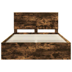 Bed Frame Smoked Oak 140 x 190 cm Solid Pine Wood