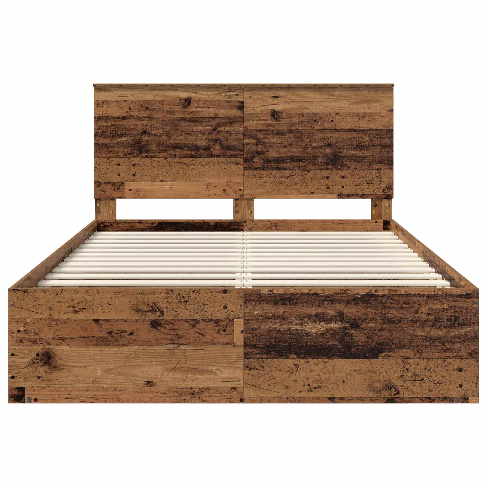 Bed Frame with Headboard Old Wood 135 x 190 cm Solid Pine Wood