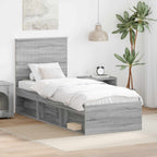 Bed Frame Grey Sonoma 75 x 190 cm Solid Pine Wood