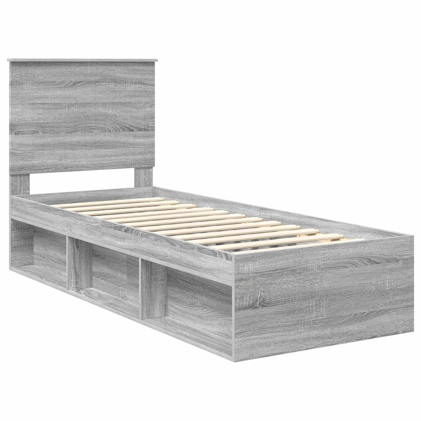Bed Frame Grey Sonoma 75 x 190 cm Solid Pine Wood