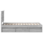 Bed Frame Grey Sonoma 75 x 190 cm Solid Pine Wood