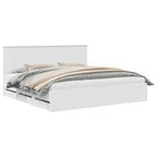 Bed Frame with Drawer White 200 x 200 cm Engineer Wood