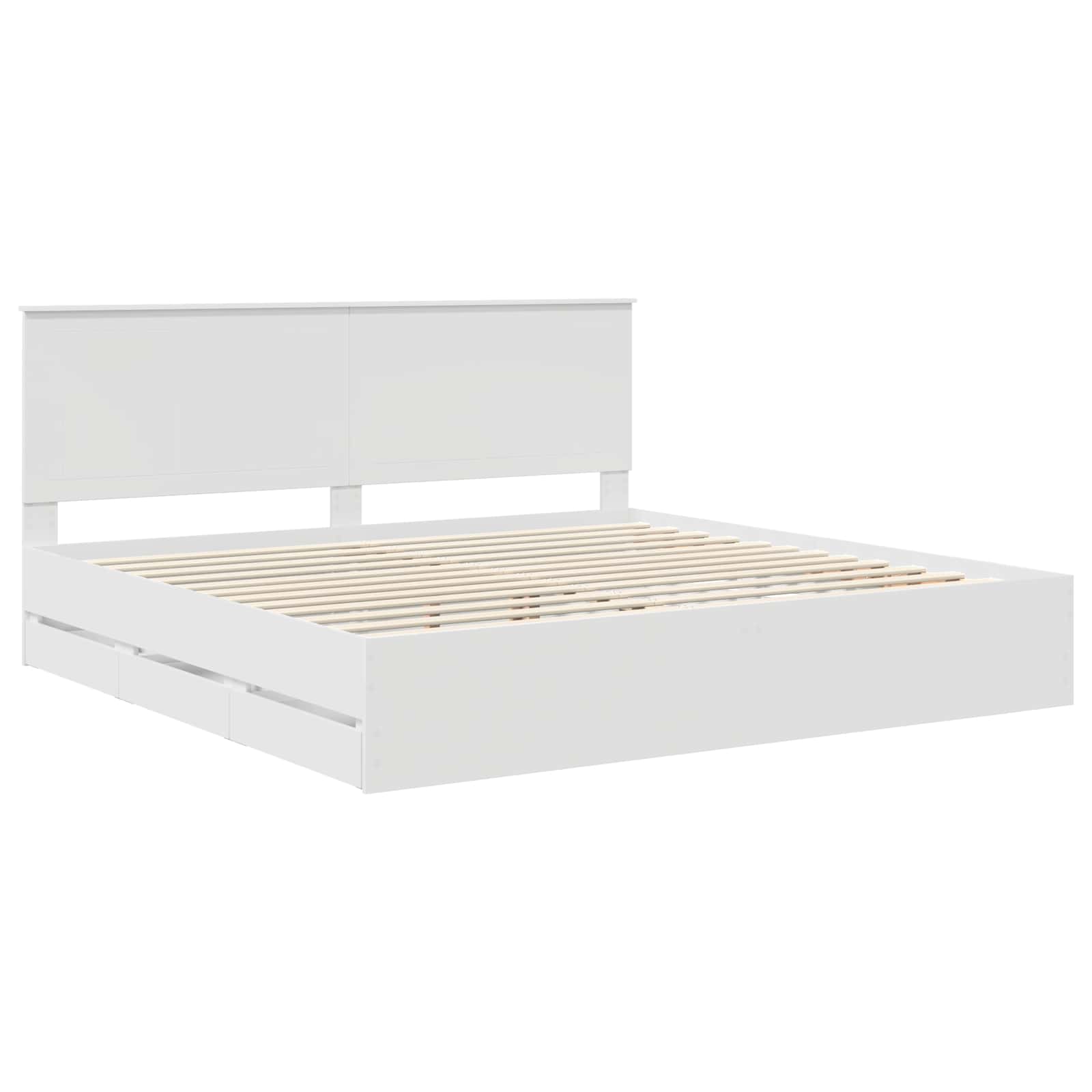Bed Frame with Drawer White 200 x 200 cm Engineer Wood
