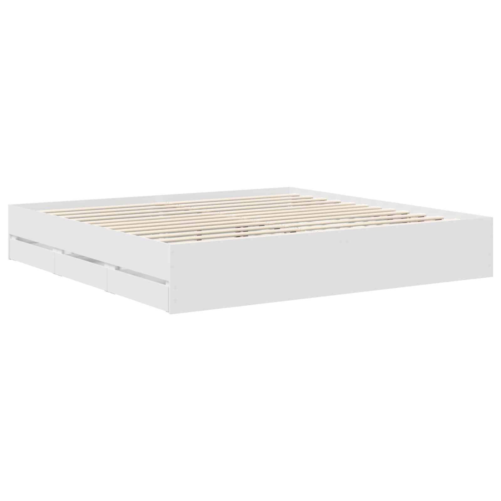Bed Frame with Drawer White 200 x 200 cm Engineer Wood