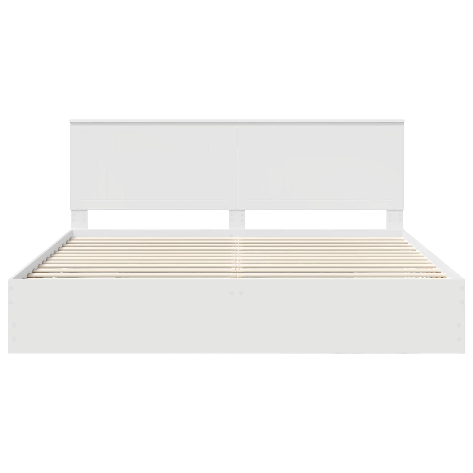 Bed Frame with Drawer White 200 x 200 cm Engineer Wood