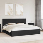 Bed Frame with Drawer Black 200 x 200 cm Engineer Wood